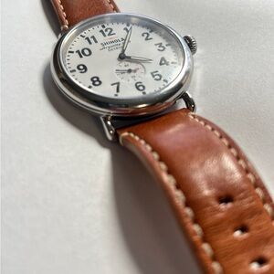 Shinola 1069 White Dial Watch with Tan Leather Strap
